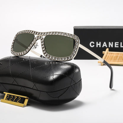 7 Colors Stylish Round Sunglasses with Crystal Decoration  — 2272