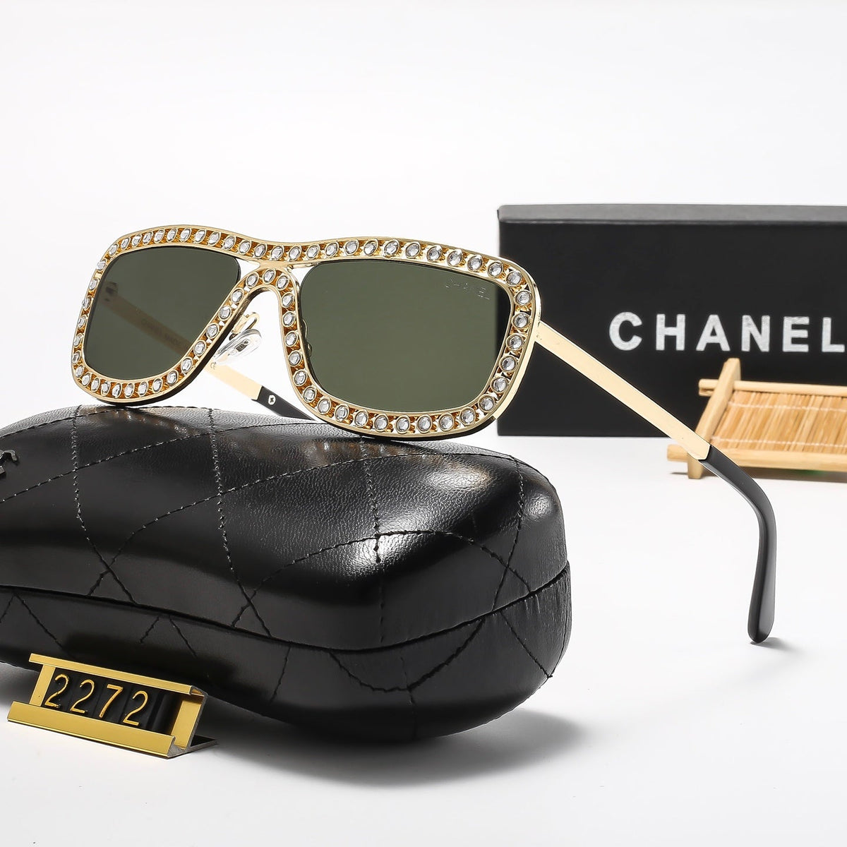 7 Colors Stylish Round Sunglasses with Crystal Decoration  — 2272