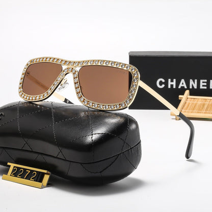 7 Colors Stylish Round Sunglasses with Crystal Decoration  — 2272