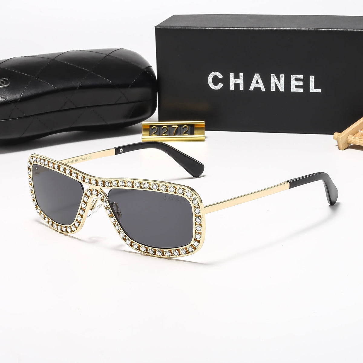 7 Colors Stylish Round Sunglasses with Crystal Decoration  — 2272