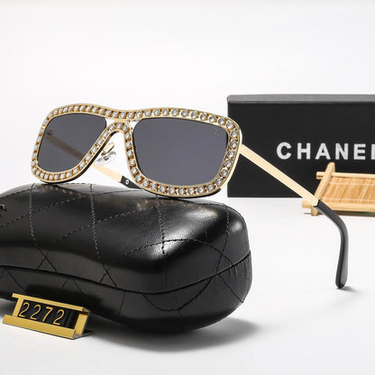 7 Colors Stylish Round Sunglasses with Crystal Decoration  — 2272