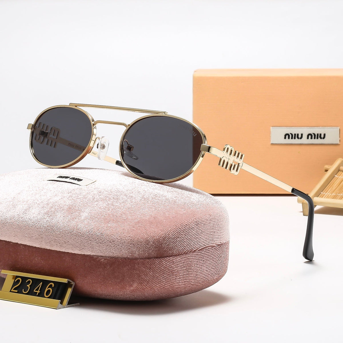 6-Color Stylish Oval Sunglasses with Metal Trim—2346