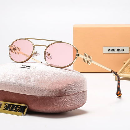 6-Color Stylish Oval Sunglasses with Metal Trim—2346