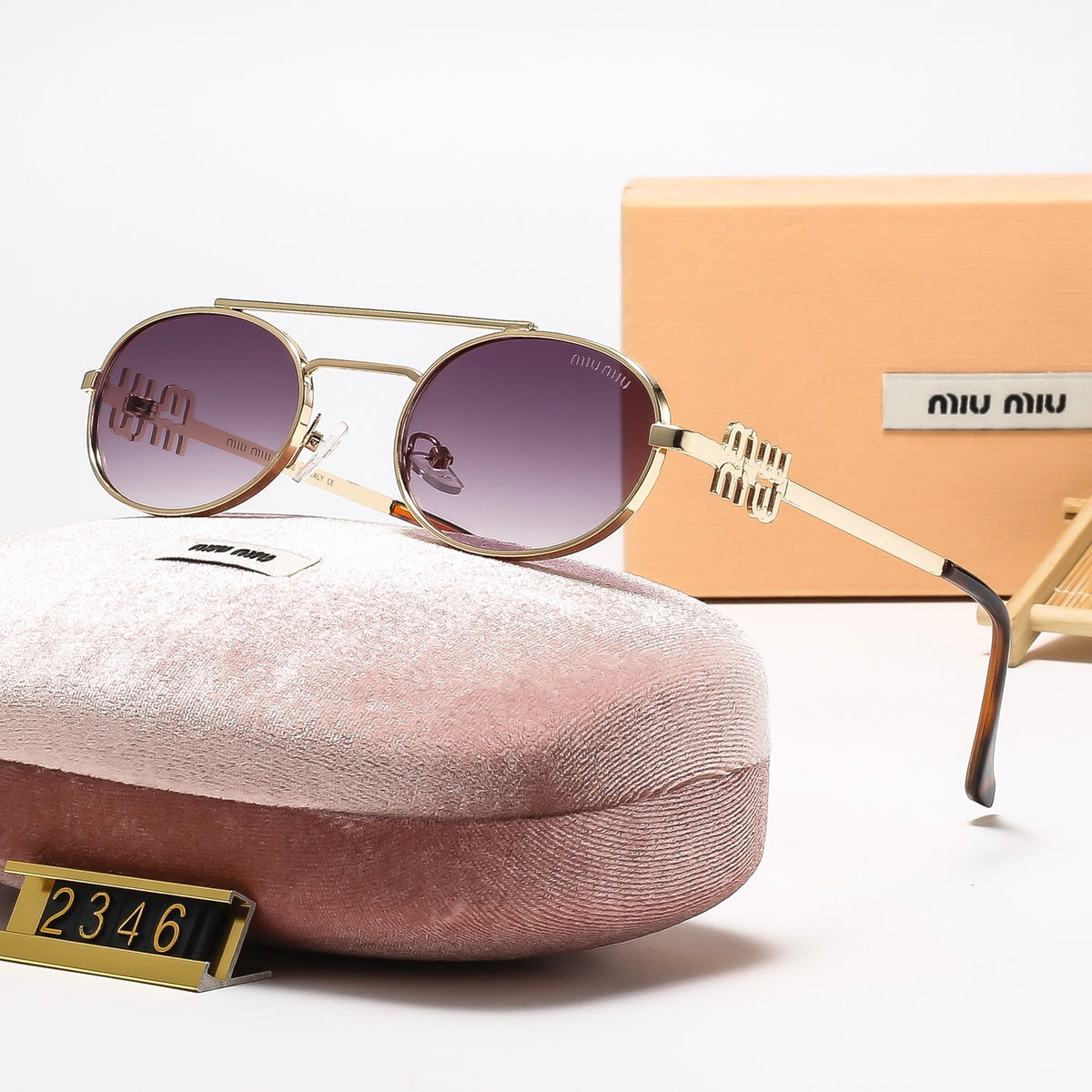 6-Color Stylish Oval Sunglasses with Metal Trim—2346