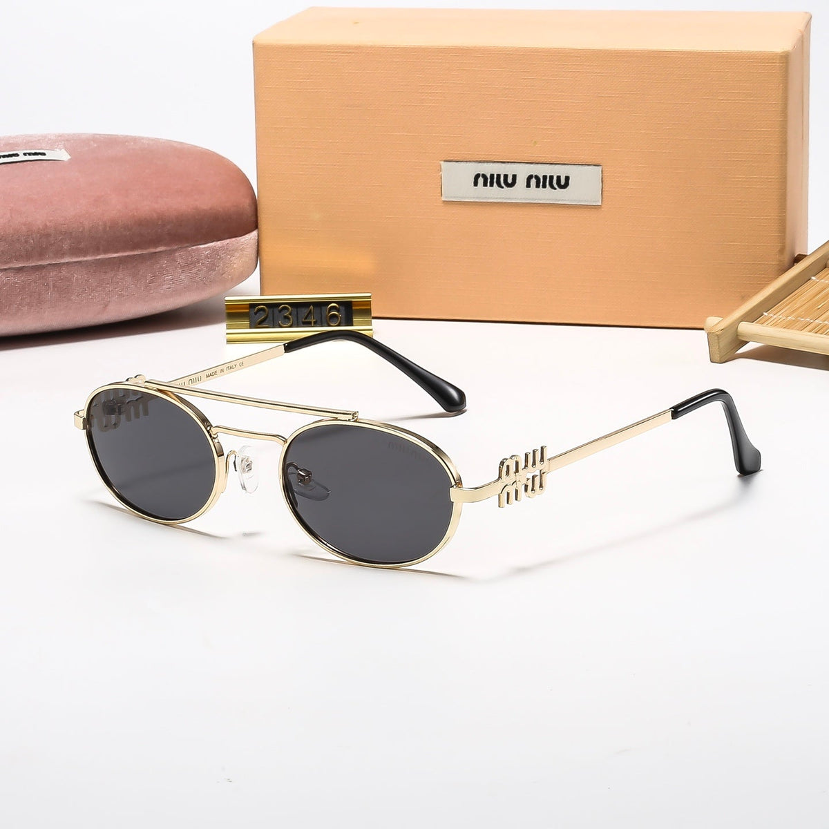6-Color Stylish Oval Sunglasses with Metal Trim—2346