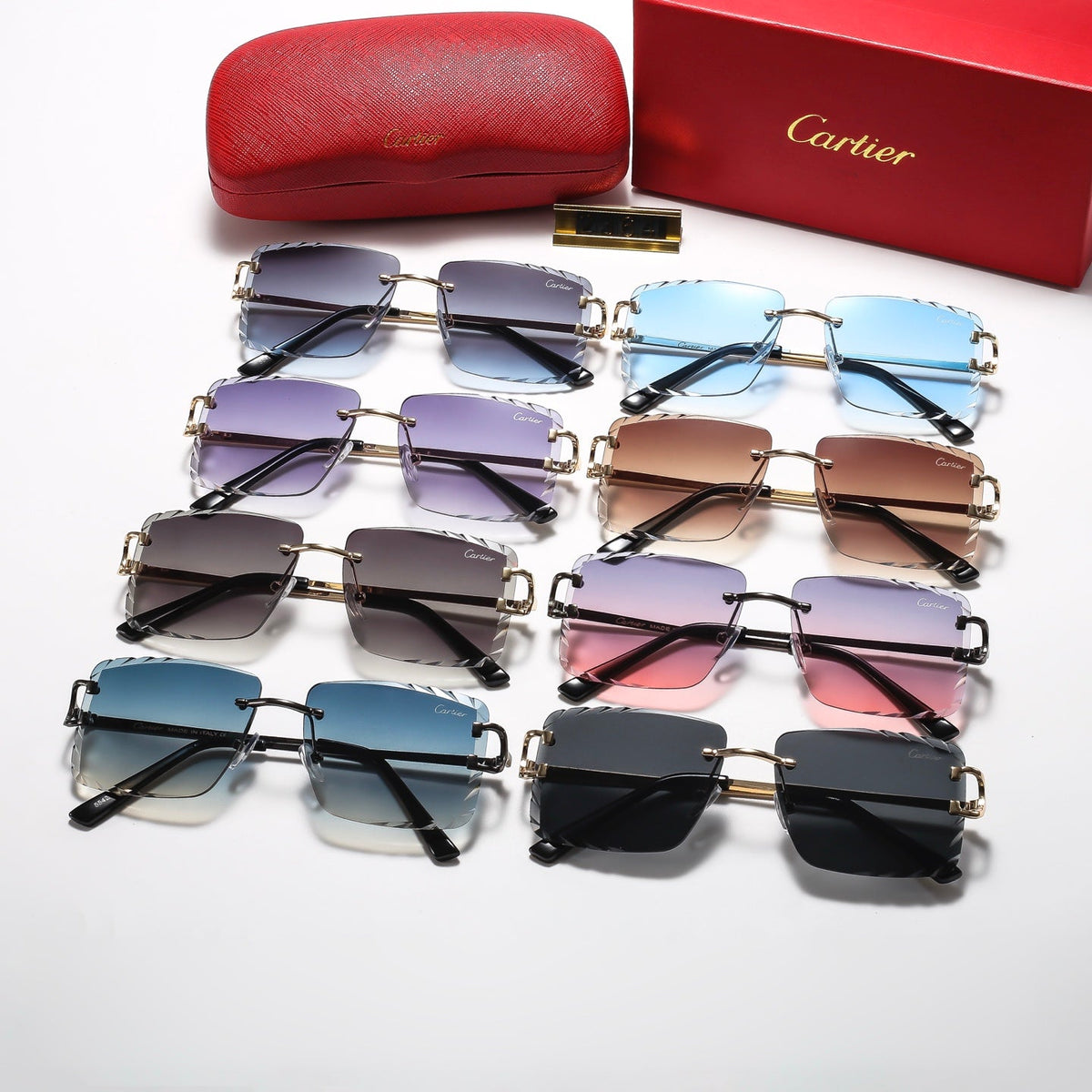 Diamond-cut Frameless Sqaure 8 Colors Fashion Sunglasses—2363