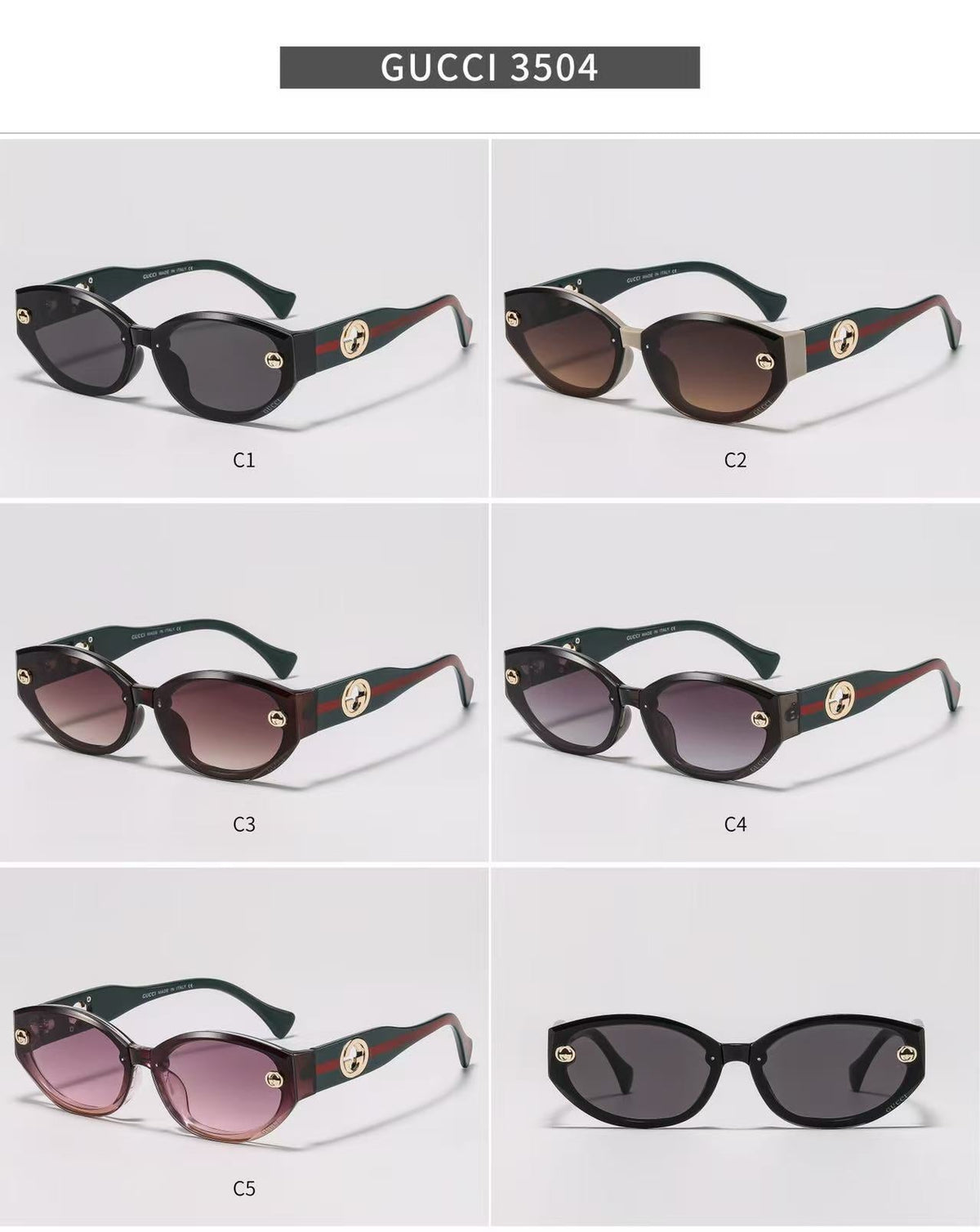 5-Color Stylish Hollow-Out Decorated Temple Sunglasses - 3504