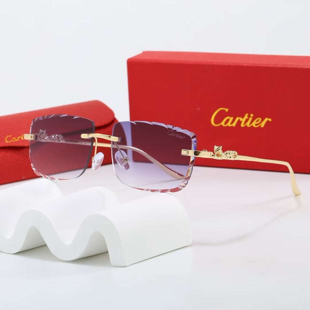 5-Color Stylish Leopard-Themed Diamond-Cut Sunglasses — 1509