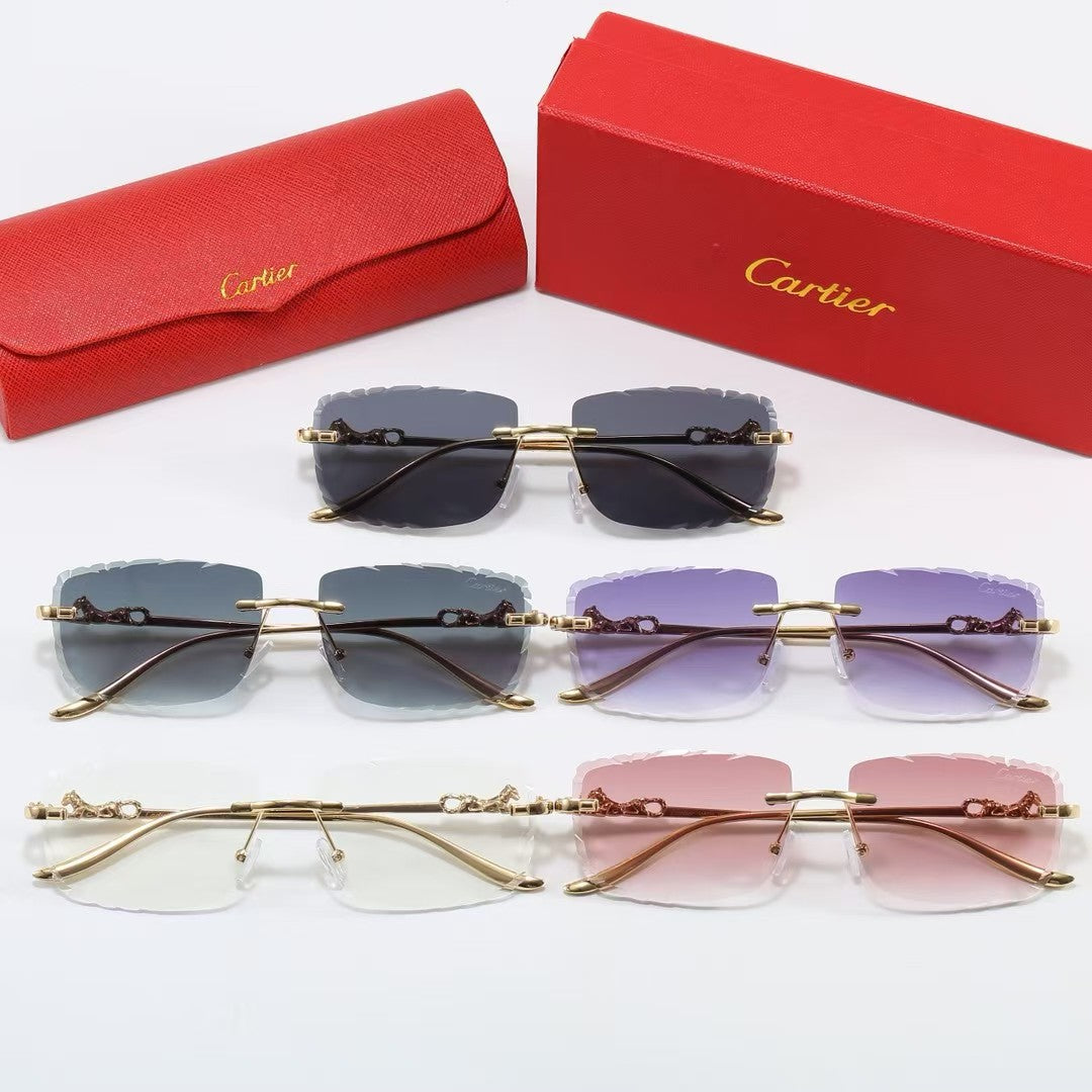 5-Color Stylish Leopard-Themed Diamond-Cut Sunglasses — 1509