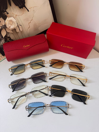 Cartier 6-Color Rectangular Serrated Designer Sunglasses ZS0006