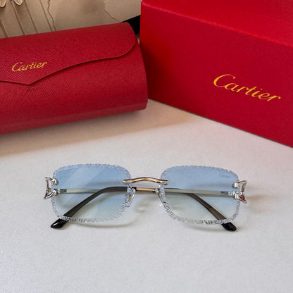 Cartier 6-Color Rectangular Serrated Designer Sunglasses ZS0006