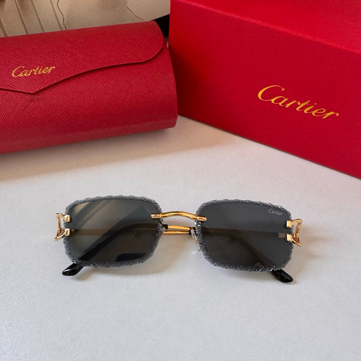 Cartier 6-Color Rectangular Serrated Designer Sunglasses ZS0006