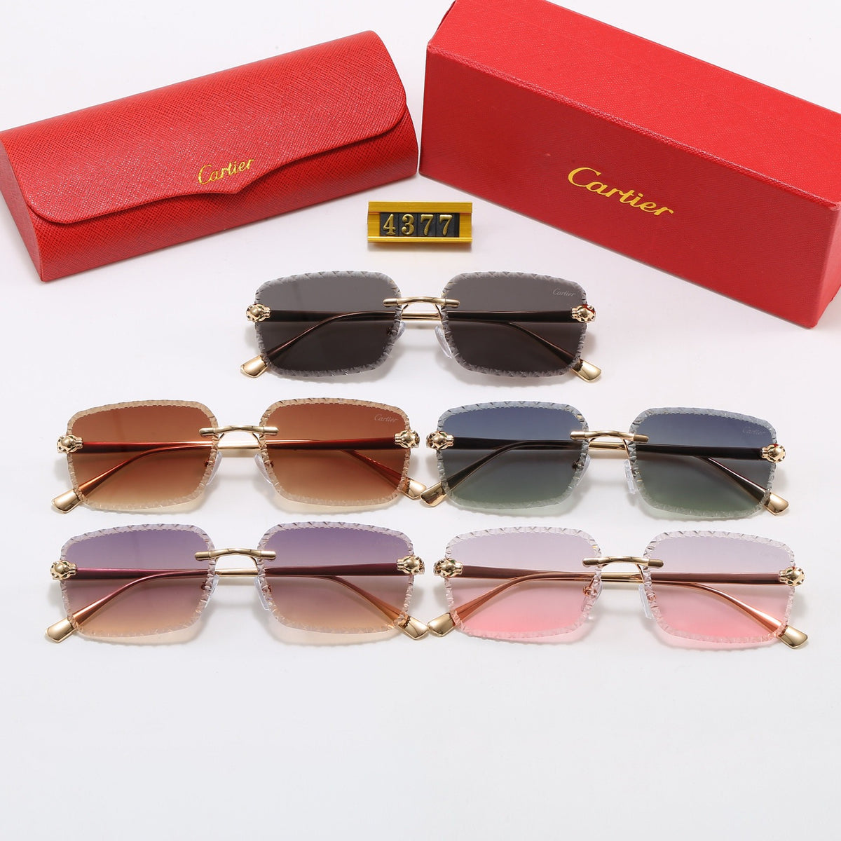 Exquisite Cartier sunglasses featuring a five-color panther-motif frame. 4377