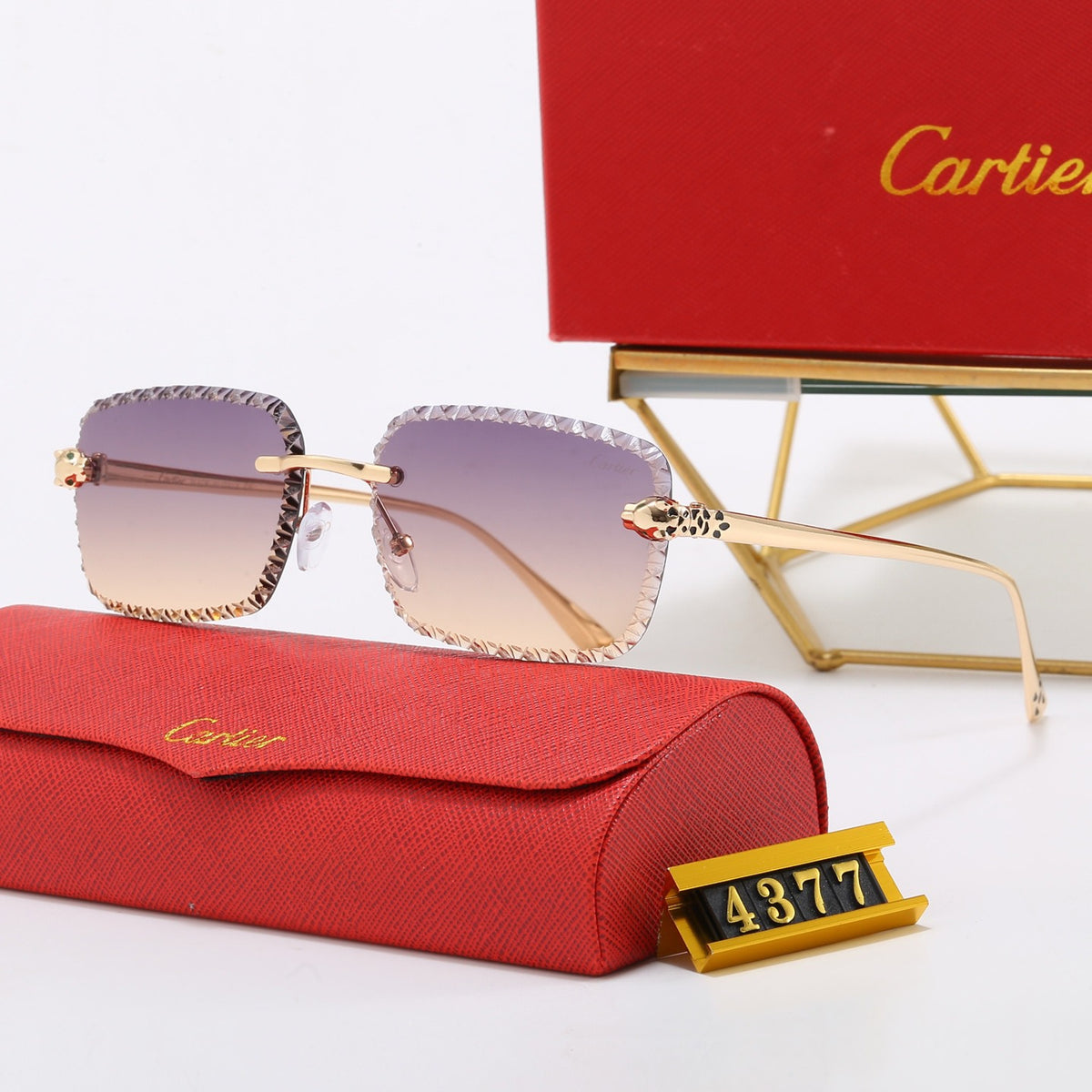 Exquisite Cartier sunglasses featuring a five-color panther-motif frame. 4377