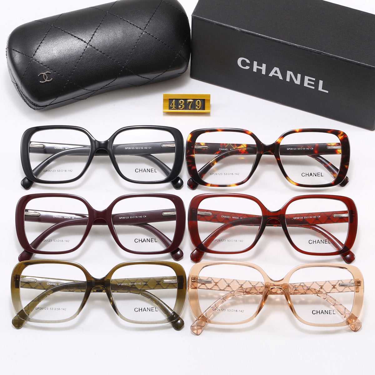 Chanel exquisite square-with-rounded-corners sunglasses in six colors. 4379