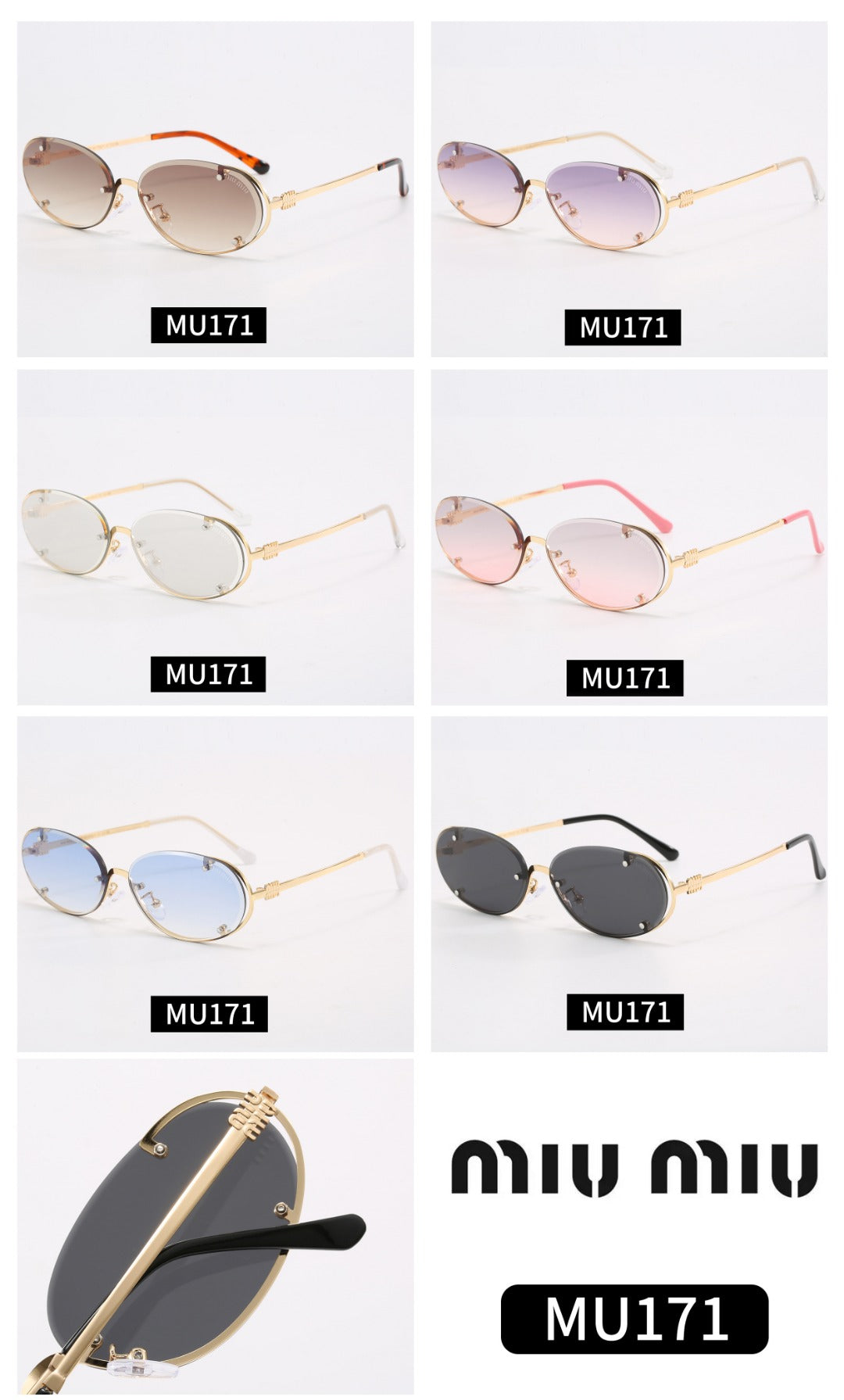 6-Color Stylish Oval Frameless Sunglasses—MU171