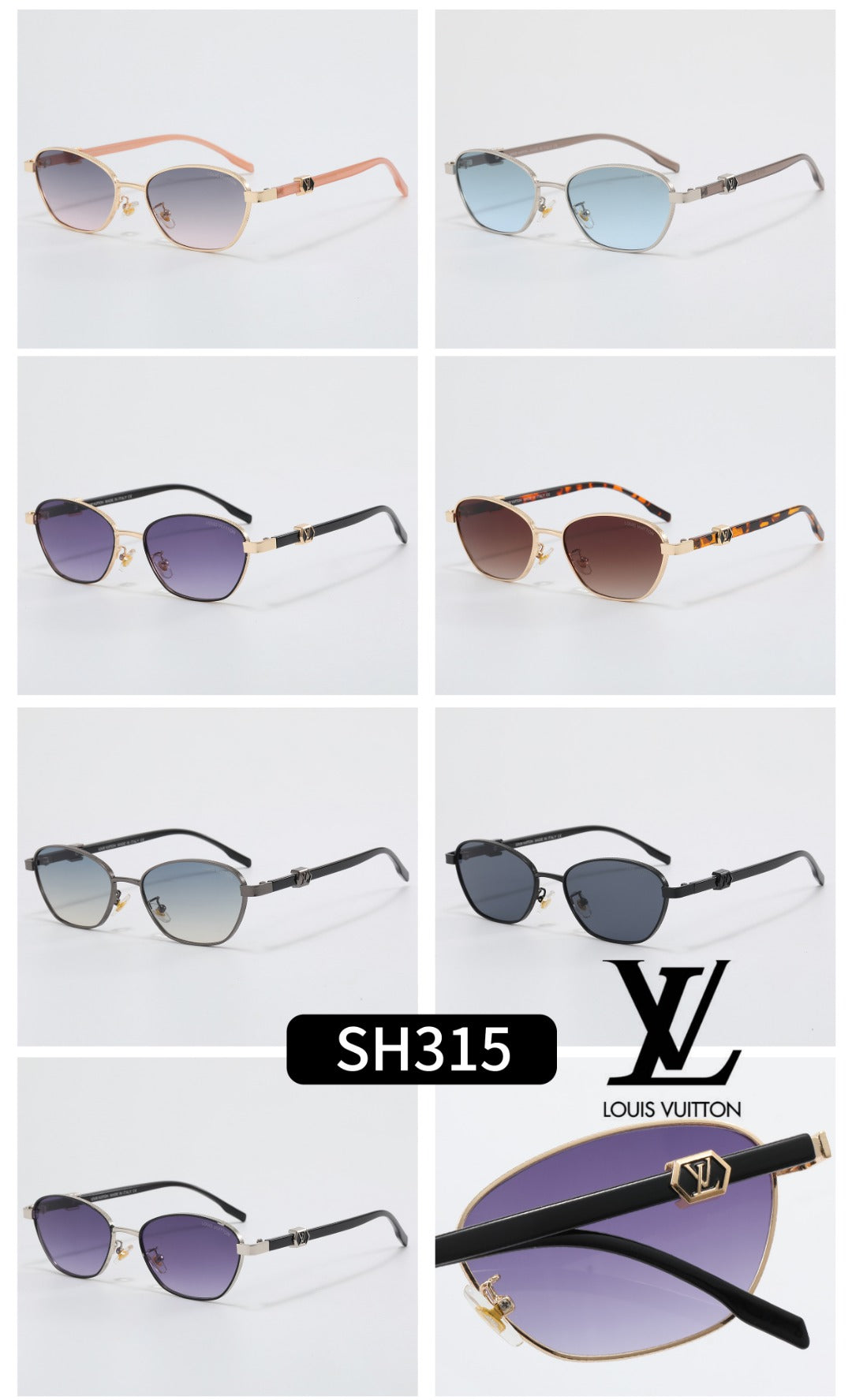 7-Color Stylish Oval Metal Frame Sunglasses—SH315
