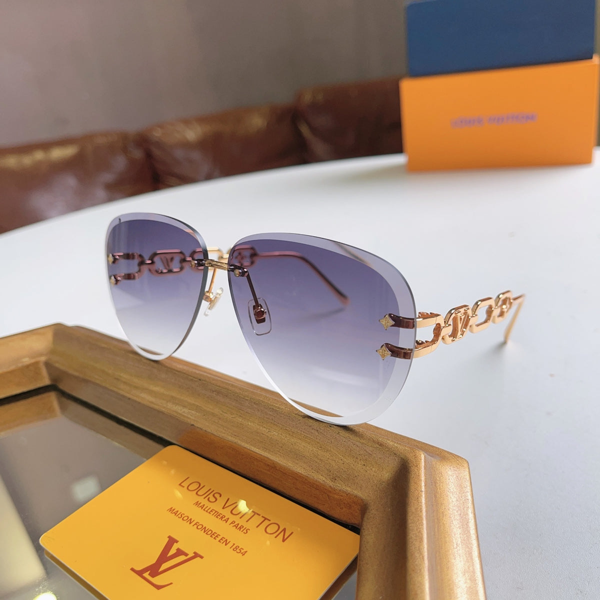 High-quality 7-color stylish round chain sunglasses