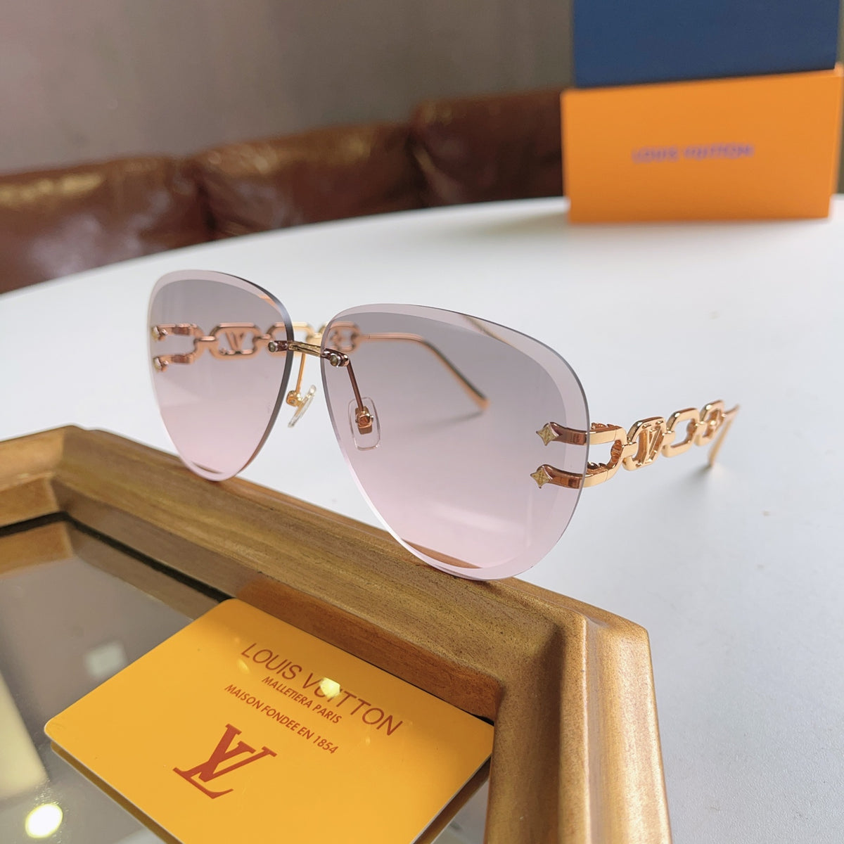 High-quality 7-color stylish round chain sunglasses