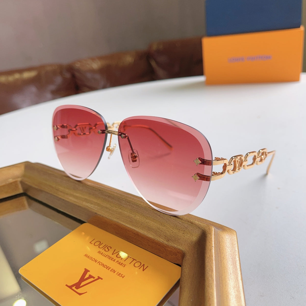 High-quality 7-color stylish round chain sunglasses