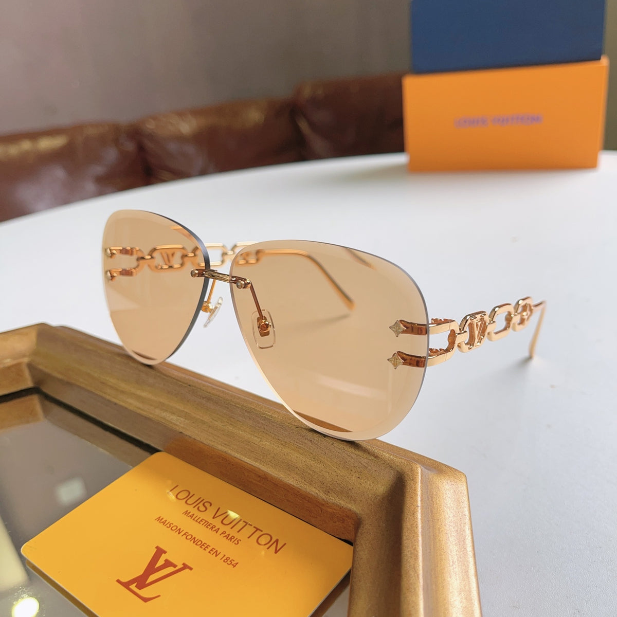 High-quality 7-color stylish round chain sunglasses